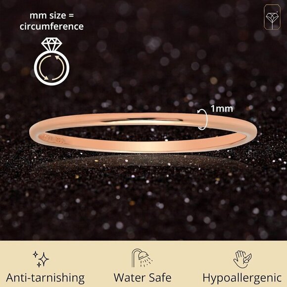 Solid14k Gold Wedding Band Ring for Women in Rose Gold, White Gold, Yellow Gold - Picture 4 of 7